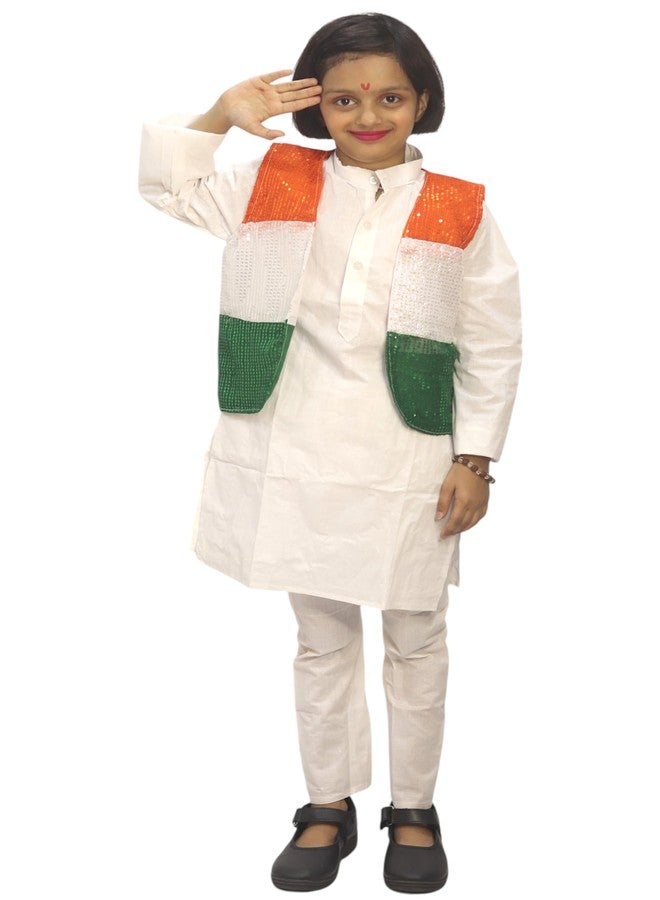 TWINKLE TOTS - Independence Day Republic Day Kurta Pajama Set For Schools & Competition/Tricolor jacket with kurta pajama - Image 1